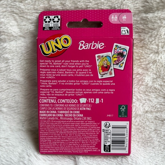 Mattel UNO Barbie Card Game NWT Special Rule Collectible Barbiemania Fun - Picture 2 of 8